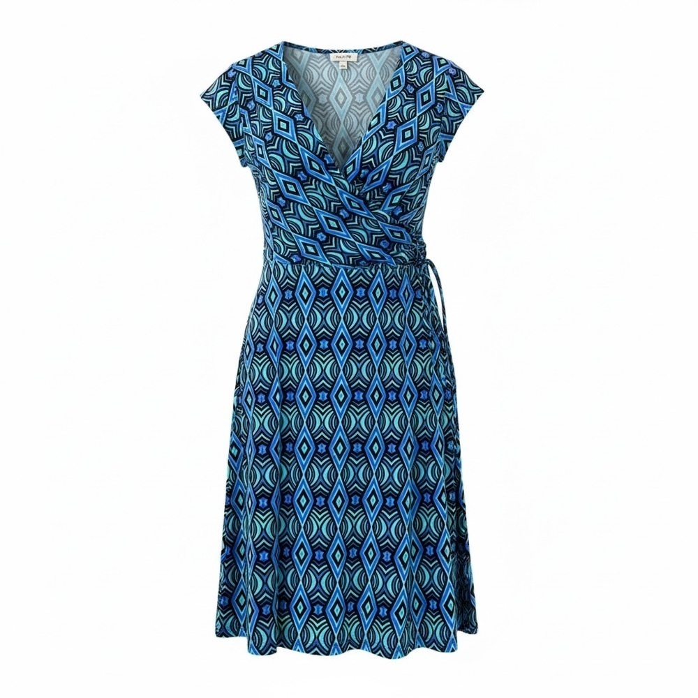 Jones Studio Blue and Black Patterned Midi Dress